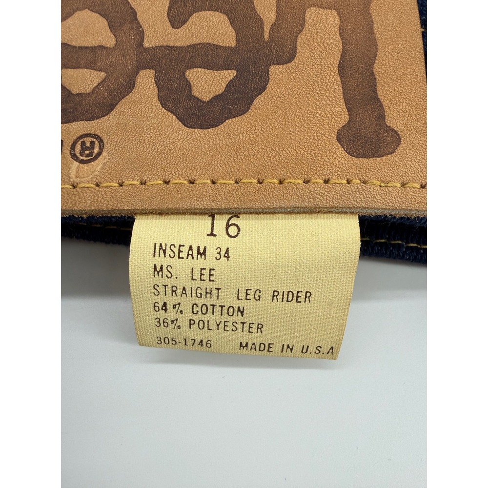 Vintage Lee Jeans Womens 16 Blue Dark Wash Union Deadstock Made USA 29x35 NEW - Picture 2 of 11